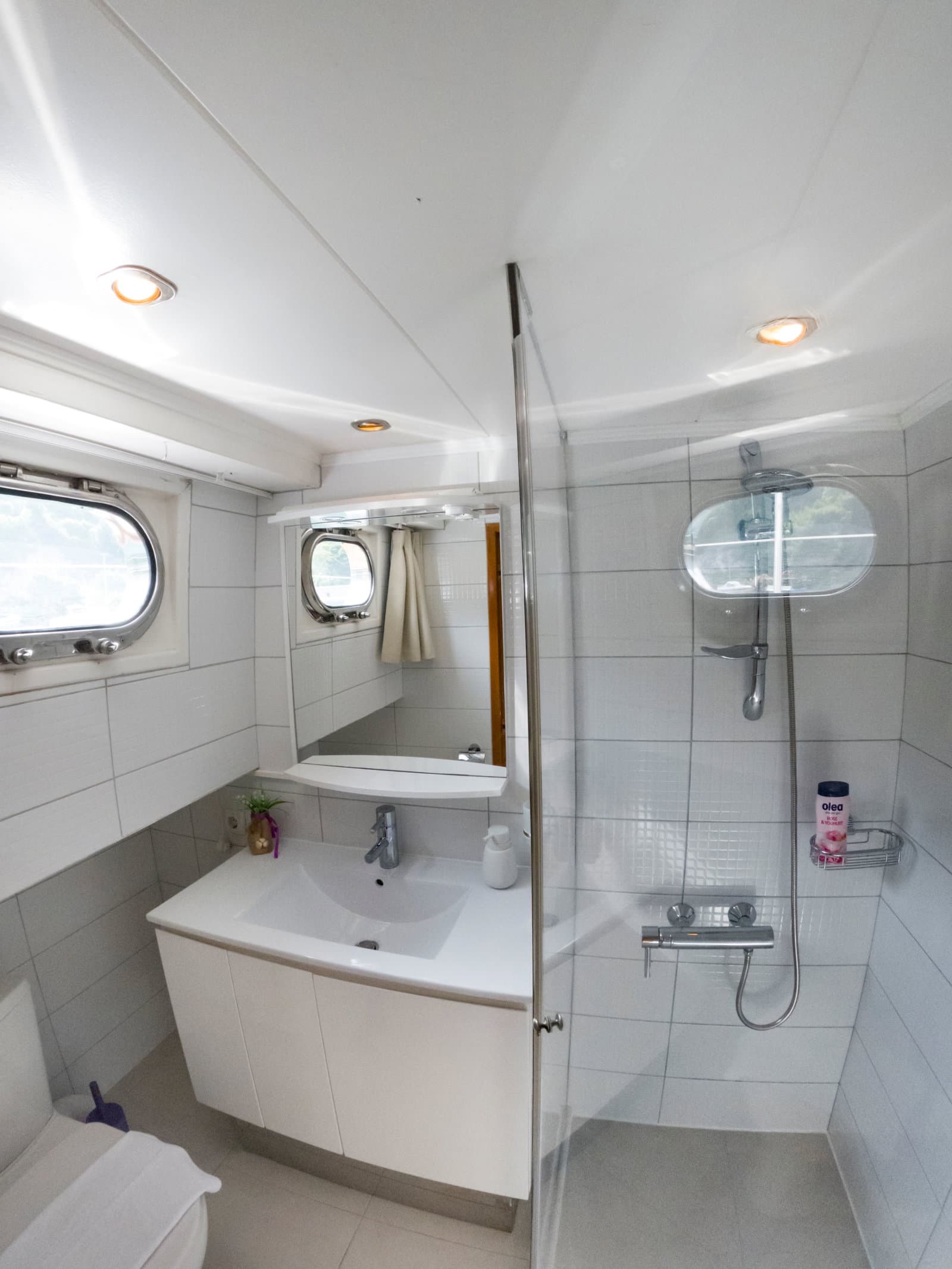 En-suite bathroom with mahogany finish