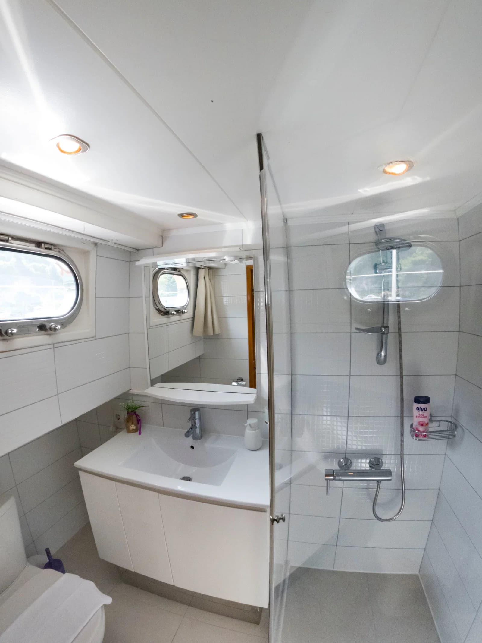 En-suite bathroom with mahogany finish