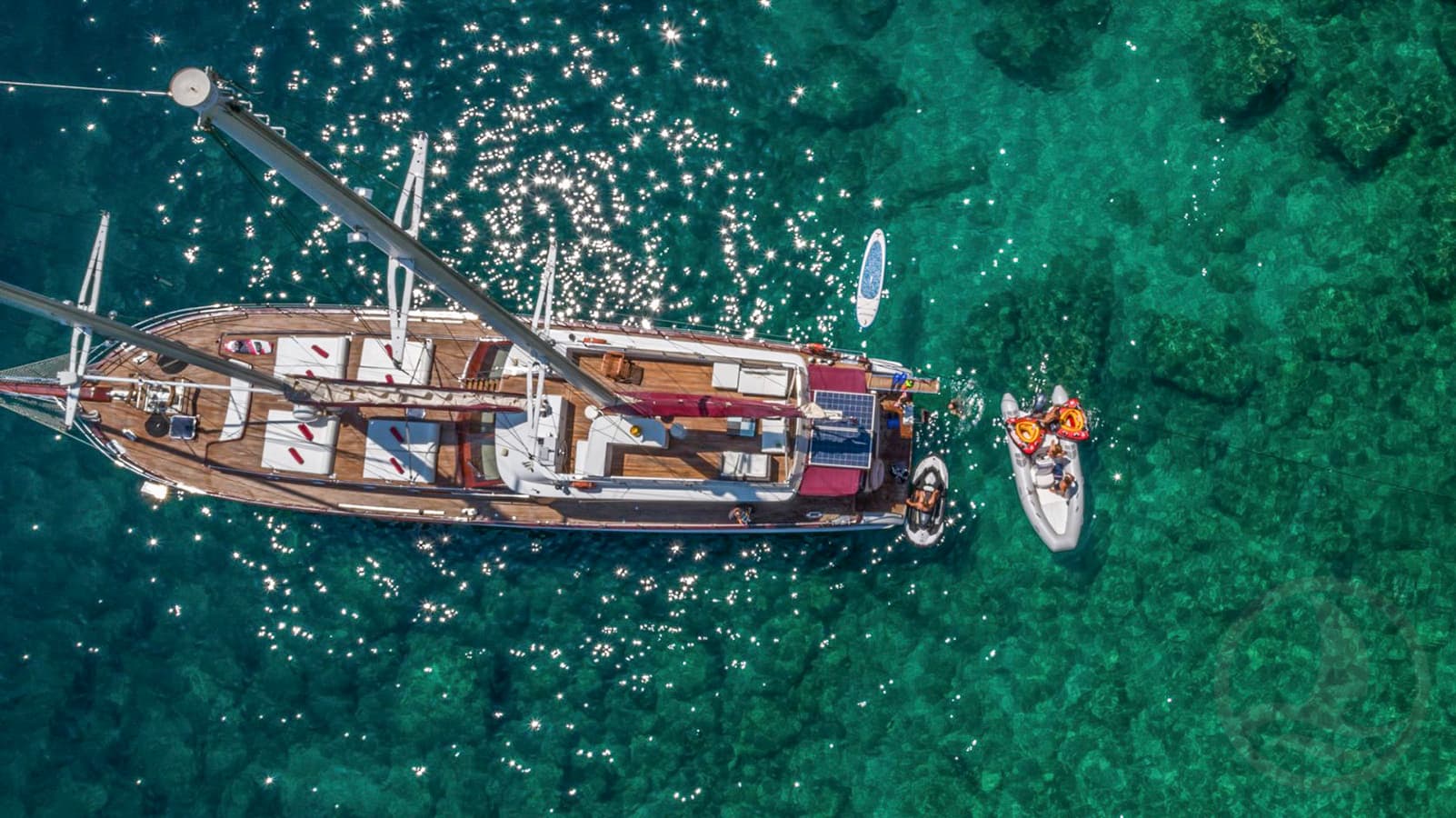 Aerial view of yacht