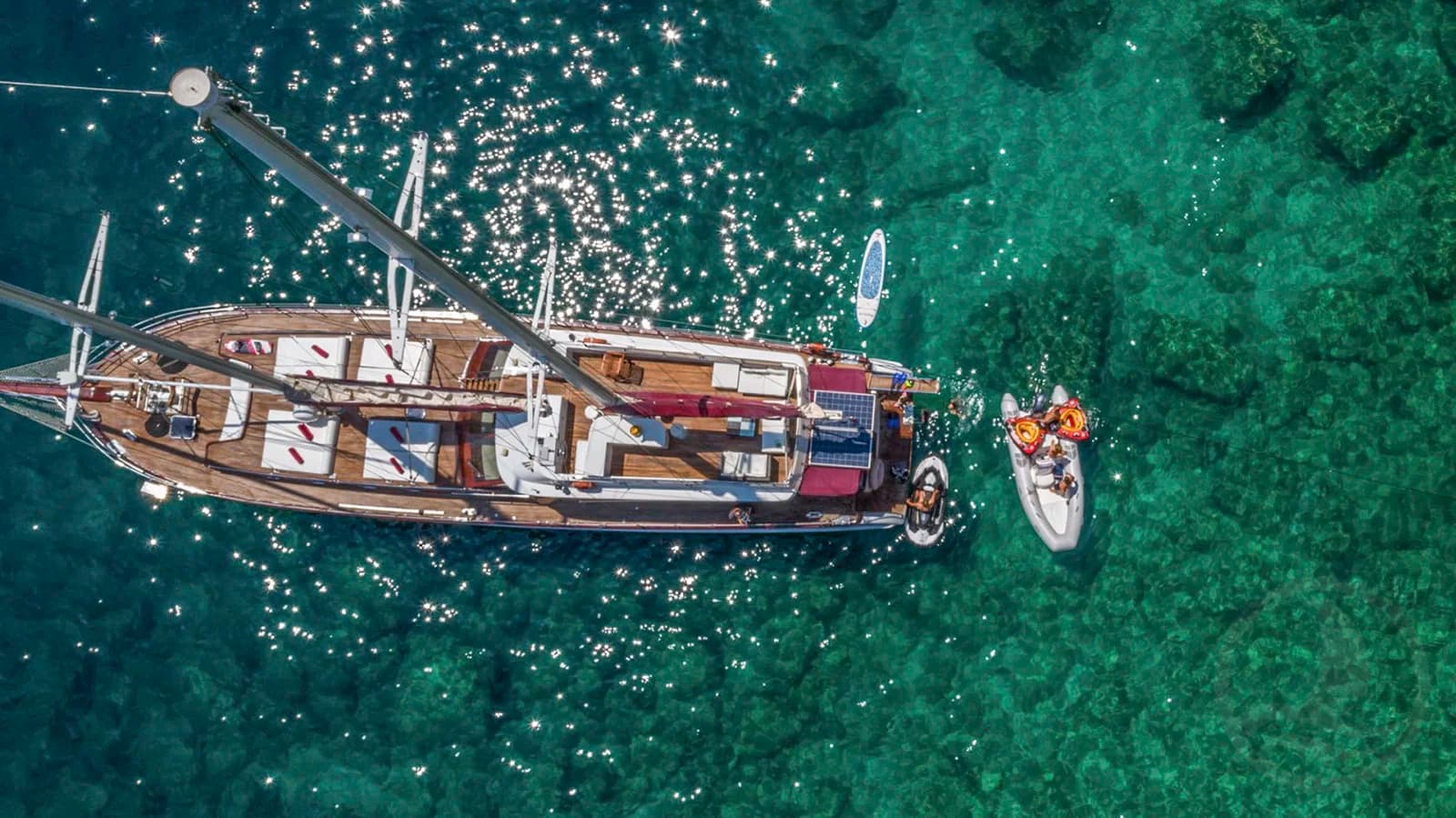 Aerial view of yacht