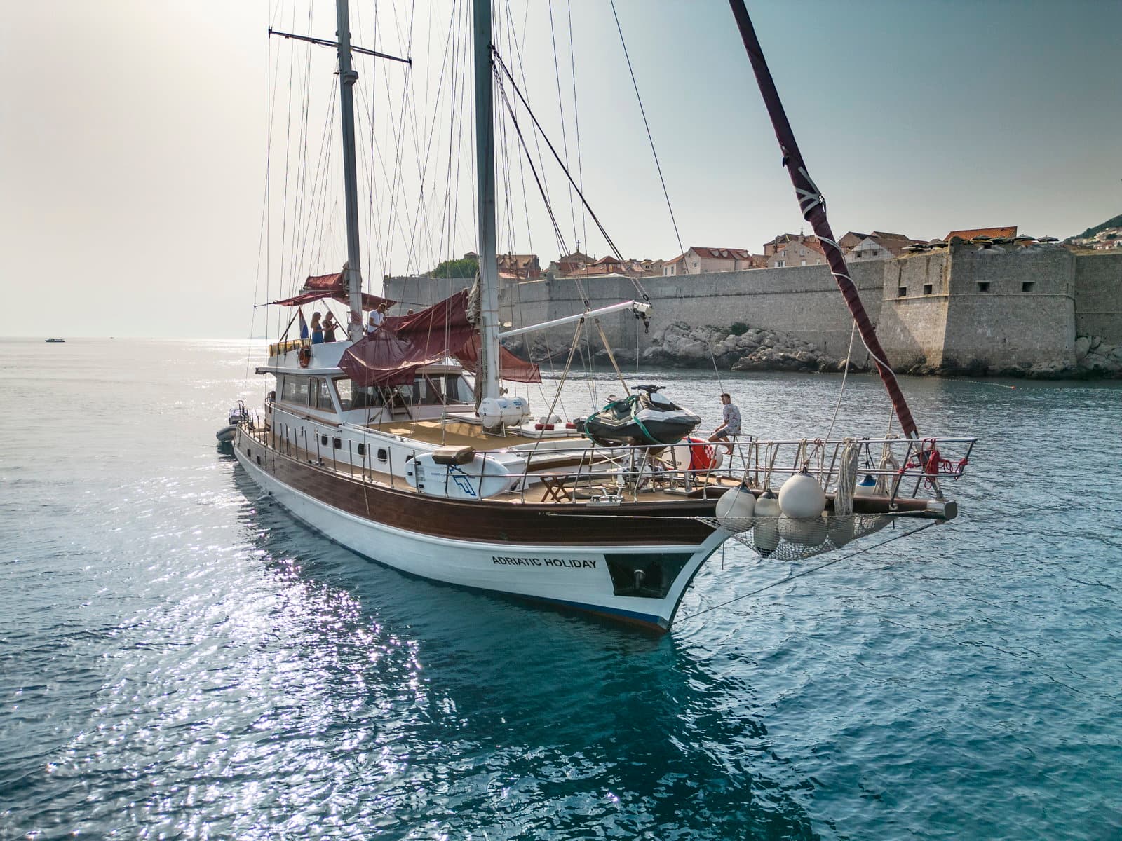 Aerial view of gulet sailing in the Adriatic