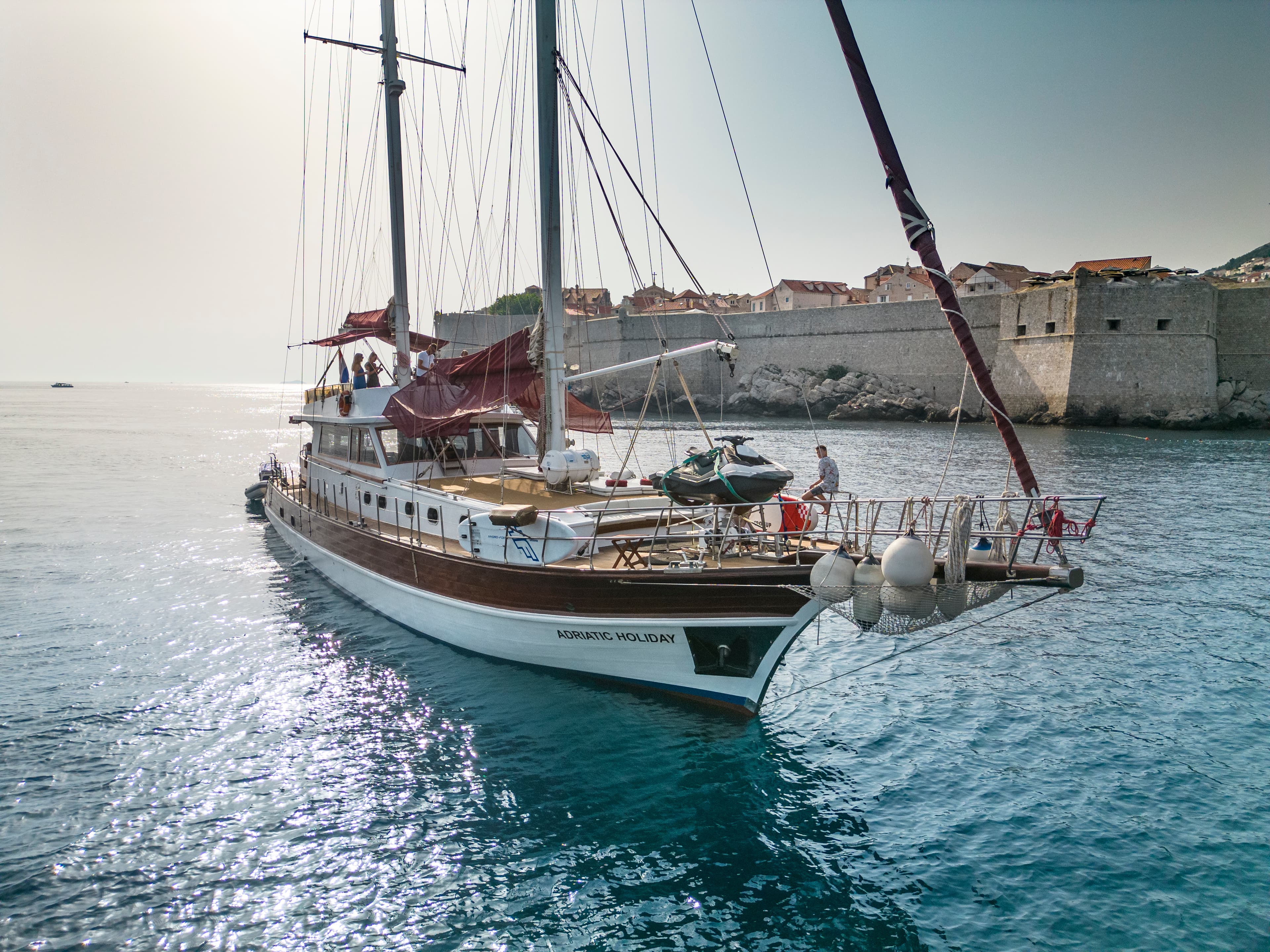 Aerial view of gulet sailing in the Adriatic