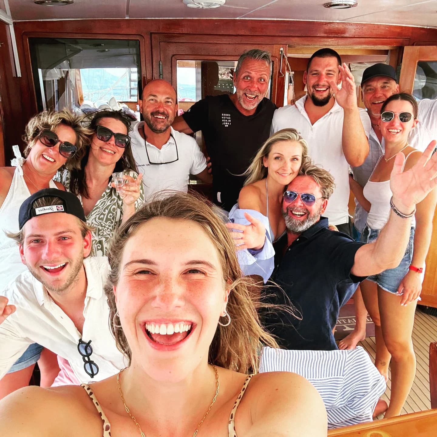 Deck of the gulet with guests relaxing
