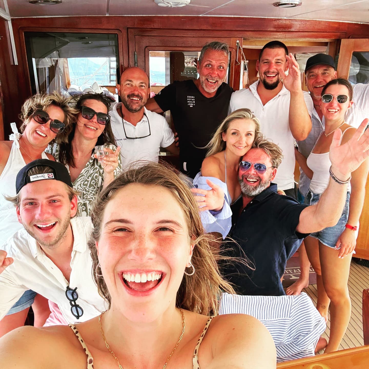 Deck of the gulet with guests relaxing