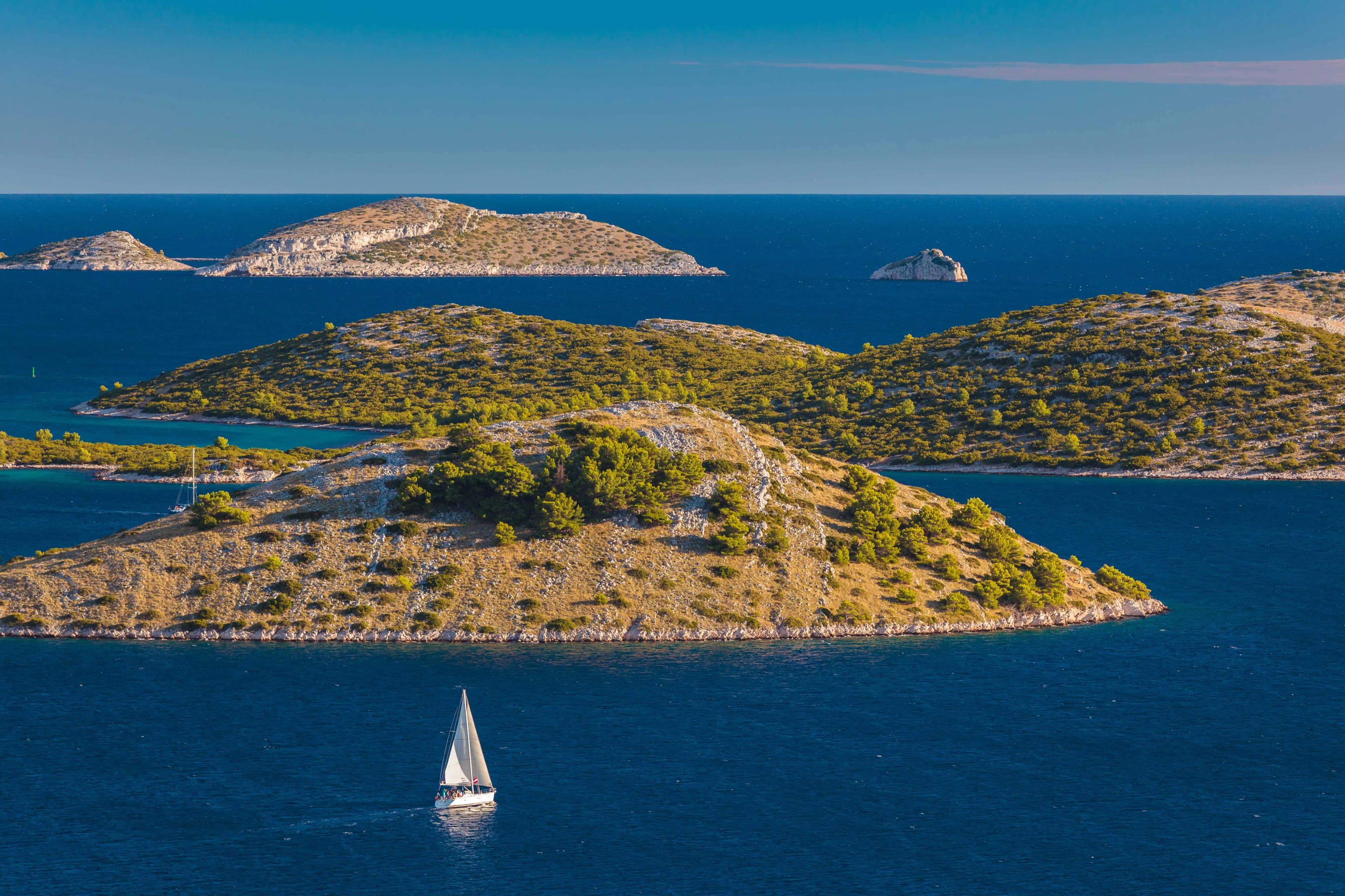 Aerial view of the Kornati archipelago cliffs
