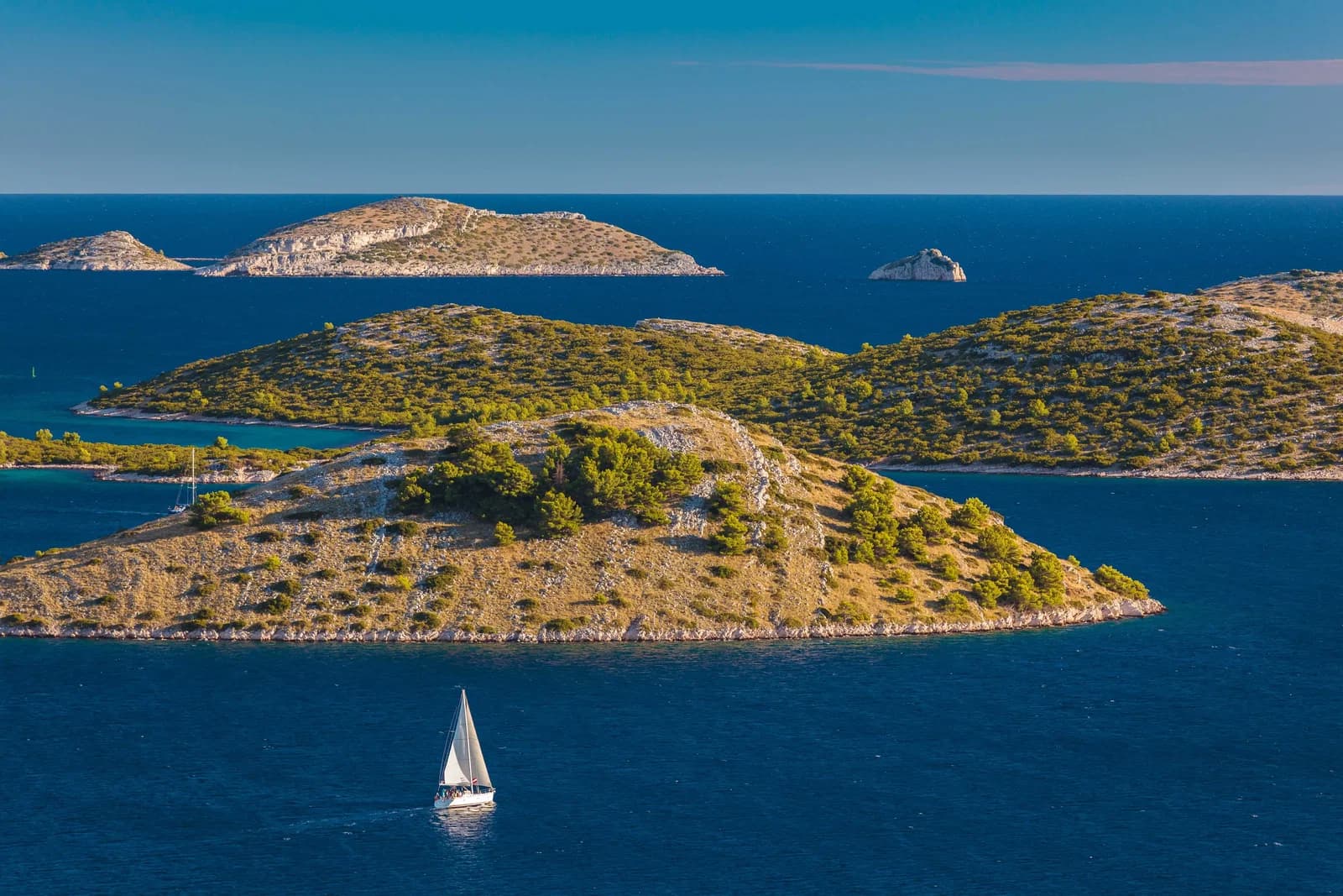 Aerial view of the Kornati archipelago cliffs